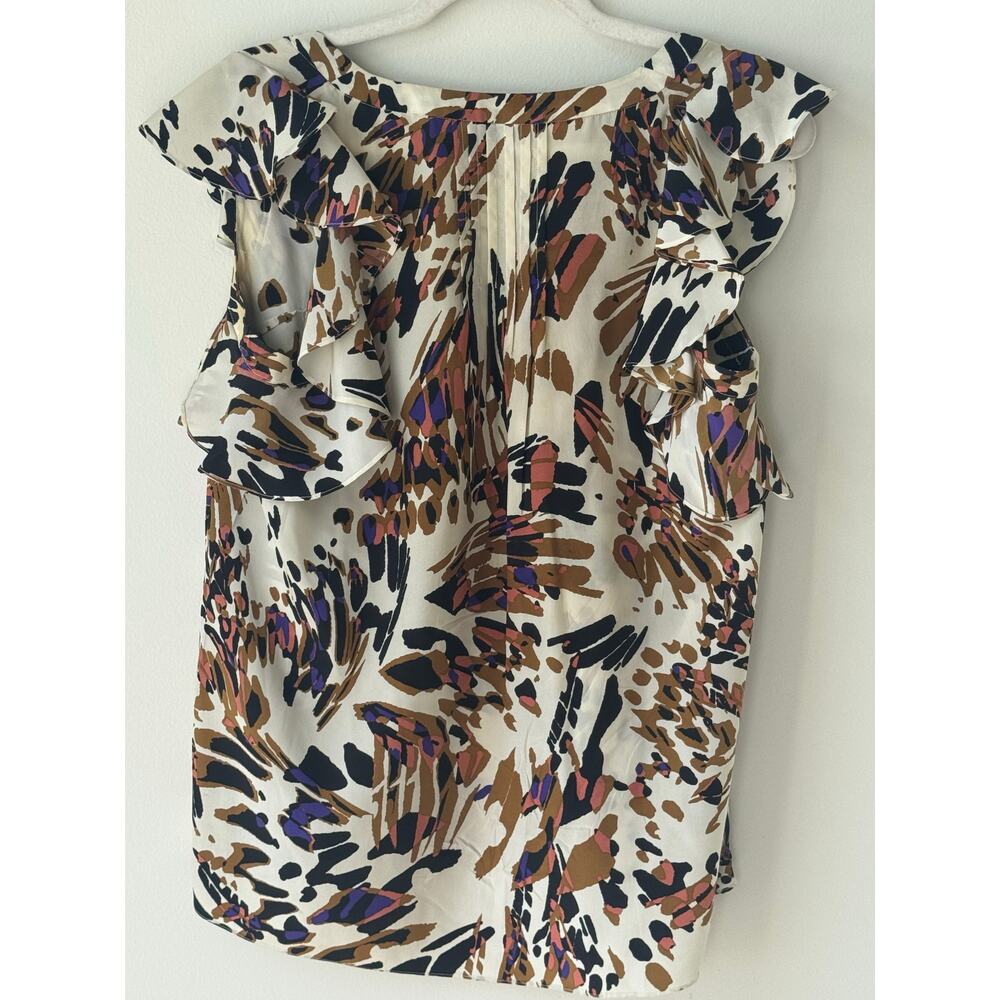 Tibi Short Sleeve Colorful Flutter Sleeve Blouse … - image 6